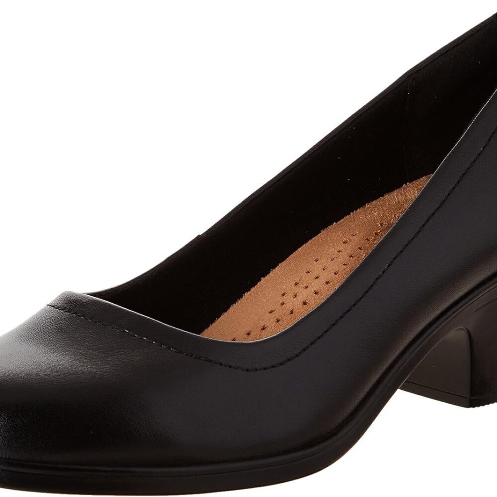 Women's Leather Block Heel Shoes 2.2 Inches Comfortable Elegant for Work